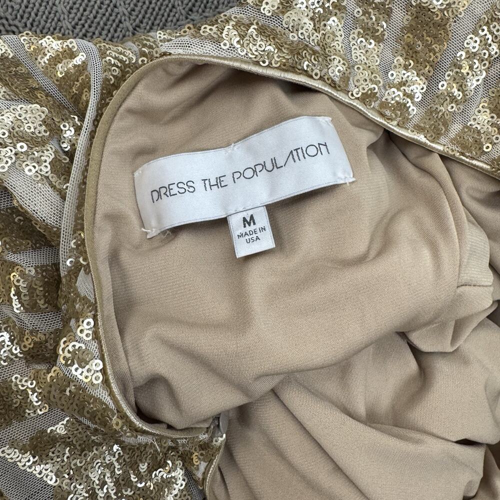 Dress the Population Lola gold sequin long sleeve bodycon mini dress M Fits S - Picture 12 of 14